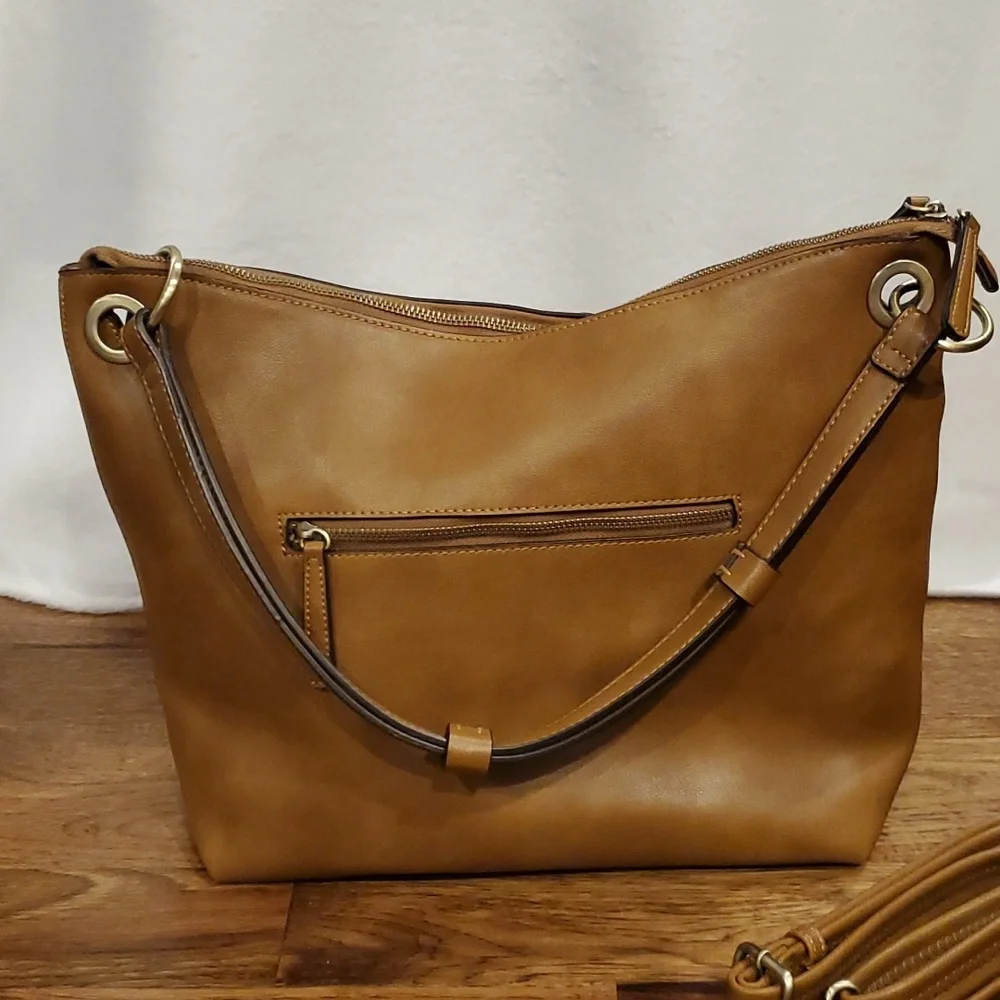 Womens Anthropologie leather neutral colors hobo/shoulder bag